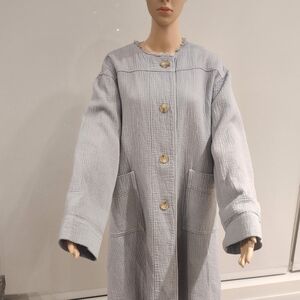 Raquel Allegra spring/autumn coat - 62% rayon/38% cotton; sz L; baby blue